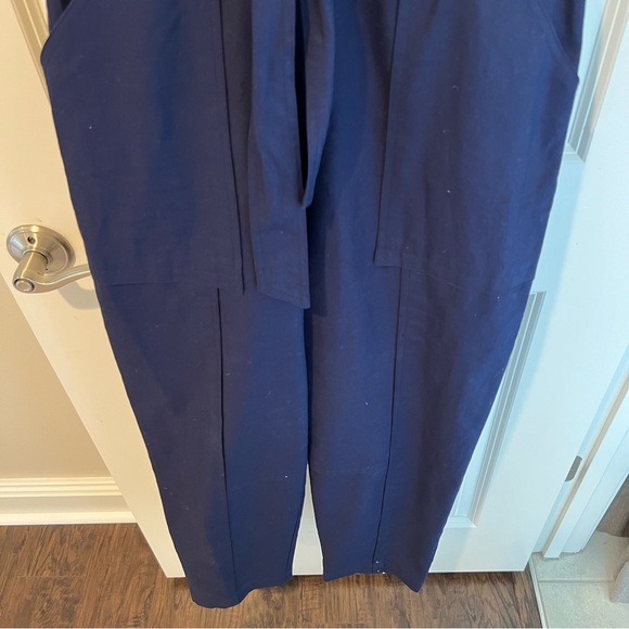 Rebecca Taylor Ariana Eyelet Embroidered Navy Indigo Blue Jumpsuit | Size 8 - Picture 6 of 11